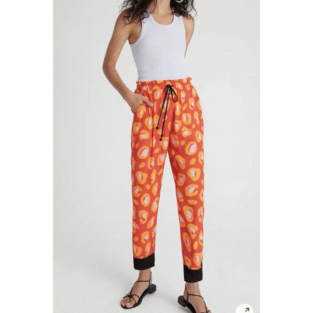FARM Rio Orange Printed Ankle Joggers with Black Cuffs